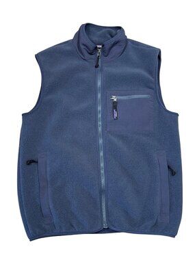 Patagonia Synchilla Blue Gray Fleece Vest Mens Medium Full Zip Pocketed Outdoor